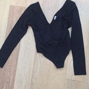 ASOS || petite black plunge body